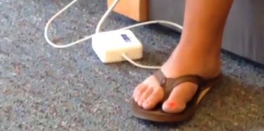 Candid Blonde College Teen Legs and Feet at library