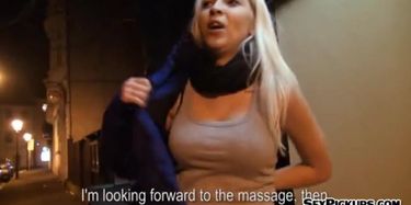Huge boobs amateur blonde Euro slut nailed for money