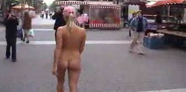 Czech amateur chick is walking naked in public