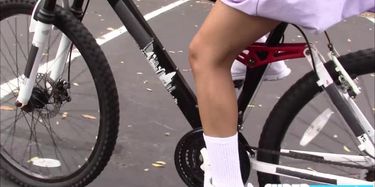 Emily Mena riding a huge cock is better than a bike